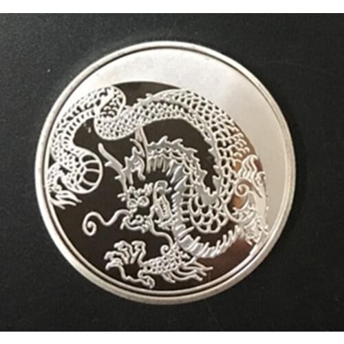 2 pcs The Russian mascot dragon Chinese zodiac animal 24k gold silver plated Russian souvenir metal decoration coin