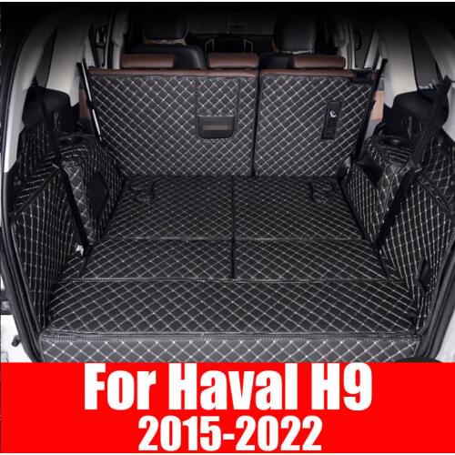 Rear Trunk Mat Car Trunk Leather Mats Rear Boot Liner Styling Anti-Dirty Protector Tray For Haval H9 2015-2021 Accessories