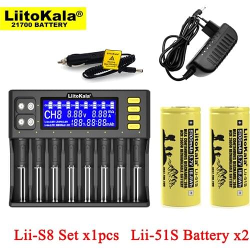 2020 LiitoKala Lii-S8 Battery Charger for 3.7V 18650 Li-ion 1.2V AA NiMH 3.2V + NEW Lii-51S 26650 5100mAh Rechargeable batteries