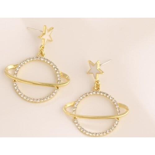Female Gold Color Fashion Star Drop Dangle Earrings for Women Metal Party Jewelry Accessory Girl Gift Ear Rings Wholesale