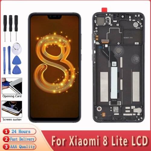 6.26'' Original LCD Module For Xiaomi Mi 8 Lite LCD Display Screen With Frame Digitizer Assembly Replacement For Mi8 Lite LCD