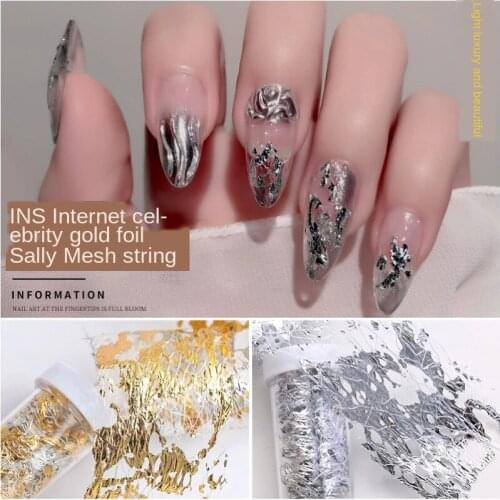 Gold Silver Nail Art Foil Paper Irregular Aluminum Nail Sticker Manicure Glitter Gel Polish DIY Design Nail Decoration