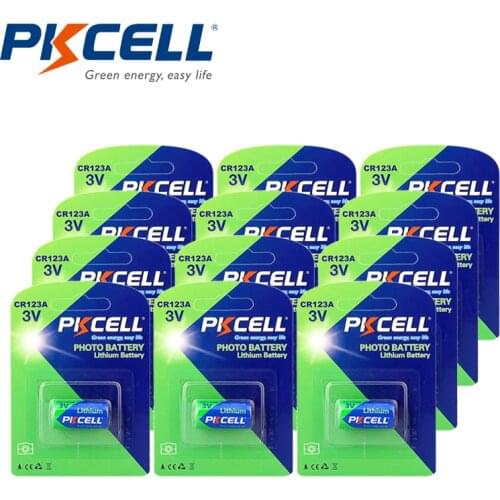 12x PKCELL CR123A Batteries 3V 1500mAh CR123 123A CR17345 16340 2/3A Batterie Battery Cell For Camera Photo Flashlights