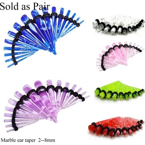 2pcs 2-8mm Unisex Lava Acrylic Hyaline Tapers Gauges Expanders Marble Purple Ear Expander Plugs Stretching Kit Piercing