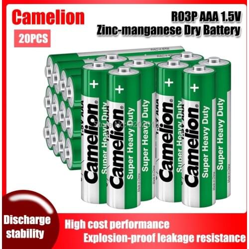 20PCS Camelion 1.5V AAA Zinc-manganese Dry Battery R03P For Electric toothbrush Toy Flashlight Mouse clock Dry Primary Battery
