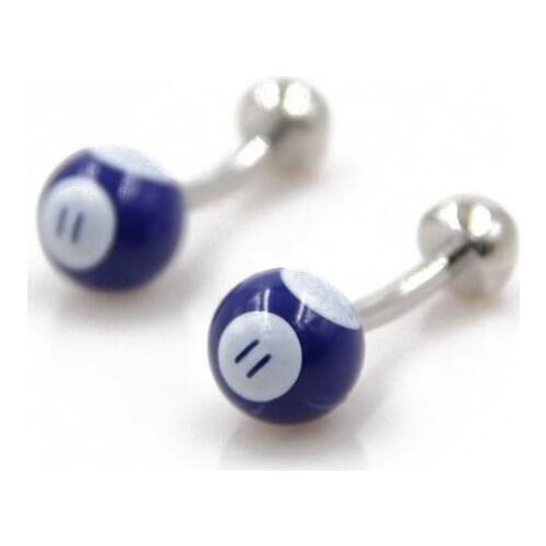 5pairs/lot Blue-White Billiards No.11 cufflinks Copper Enamel Cuff Links Business Casual Gift Shirt Cuff Button Mens Jewelry