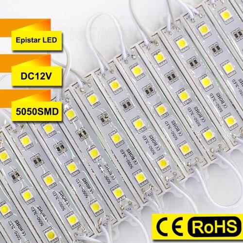 500pcs/lot 5050 SMD led module, 3leds Multicolor 0.72W Waterproof IP65 DC12V for advertising sign led modules light