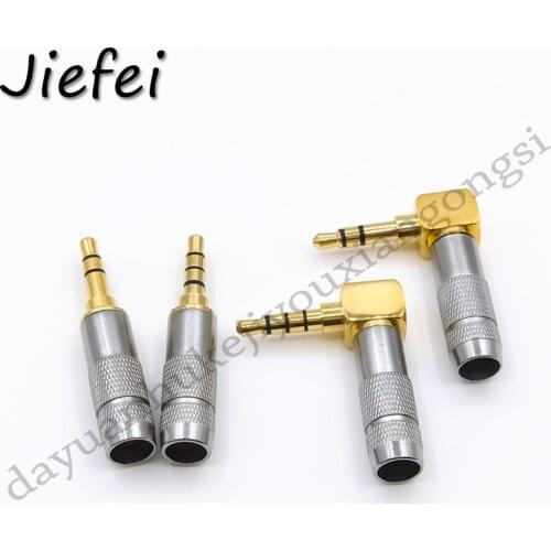 500Pcs Gold Plated 3.5mm 1/8" 3 4 Pole Male Headphone Jack straight/Right Angle 90 Degree Solder Plug Connector for 6mm Cable