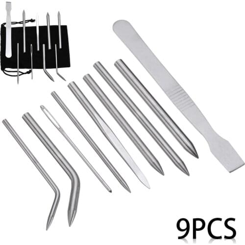 9pcs/set Stainless Steel Paracord Tool Silver Paracord Bracelet Fid Lacing Stitching Needles Tool DIY for Paracord Weaving