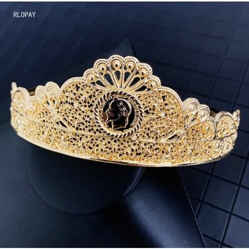 Napoleon Figure Head Accessories Women Arabic Coin Crowns In Gold Algerian Hairwear Robe Wedding Hair Crowns