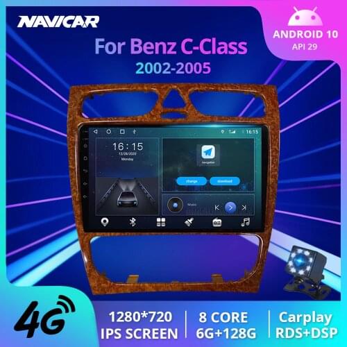 NAVICAR 2Din Android10 Car Radio For Mercedes Benz C-Class 2002-2005 Auto Radio GPS Navigation Stereo Receiver Car Receiver IGO