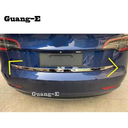 Car style stainless steel rear door license tailgate bumper frame plate trim trunk 1pcs For Tesla model 3 Model3 2018 2019 2020