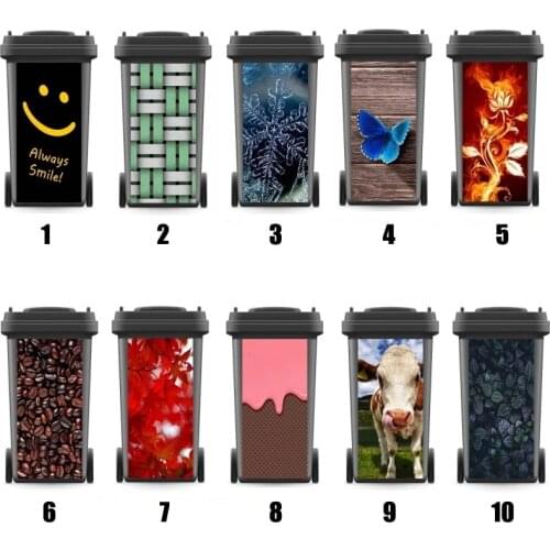 Free Shipping Modern Adhesive Removable Waterproof Sticker Decals Rubbish bin trash can Cover sticker 120liter 240liter