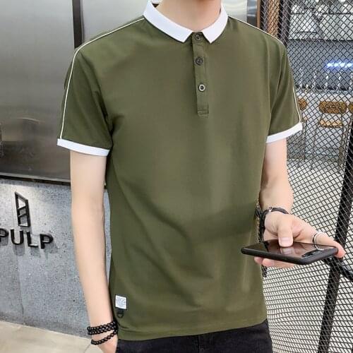 BROWON 2020 Summer Mens Polo Shirt New Casual Short Sleeve Lapel Collar Slim Fit shirt Mens Clothing