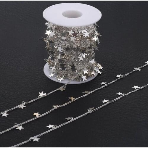 1 Meter Gold Copper Link Round Circle Star Chain Necklace Anklet for DIY Jewelry Making Accessories Handmade Supplies Wholesale