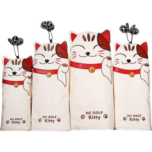 Free Shipping Money Cat PU Leather Golf Headcovers Head Covers Driver FW UT Utility With Number Tag