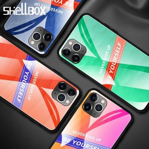 Newest Tempered Glass Case For iPhone 11 Pro MAX Letter Printed Colorful Glass Case Cover for iPhone 11 Pro Max Phone Coque