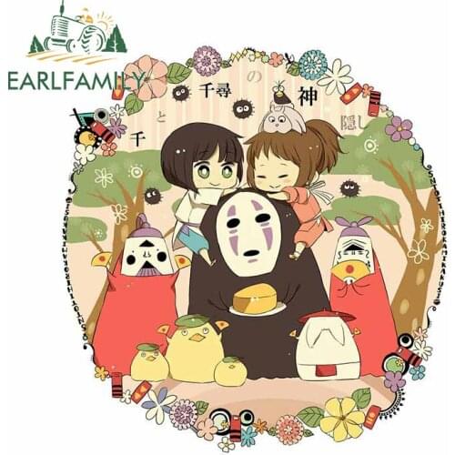 EARLFAMILY 13cm x 12.2cm For Spirited Away Motorcycle Car Stickers Laptop Fine Decal Waterproof Scratch-proof Decoration