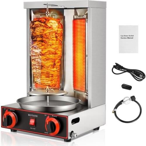 Grill Machine Propane Doner Kebab Machine Vertical Broiler with 2 Burner