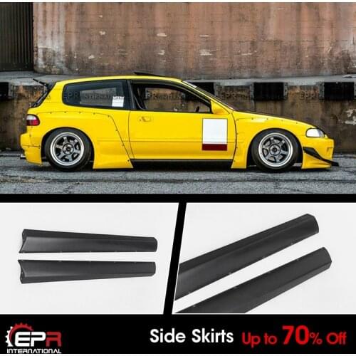 For Honda EG Civic Hatch Back RB Style FRP Unpainted Wide Body Side Skirt Bottom Line Lip Exterior Body kits