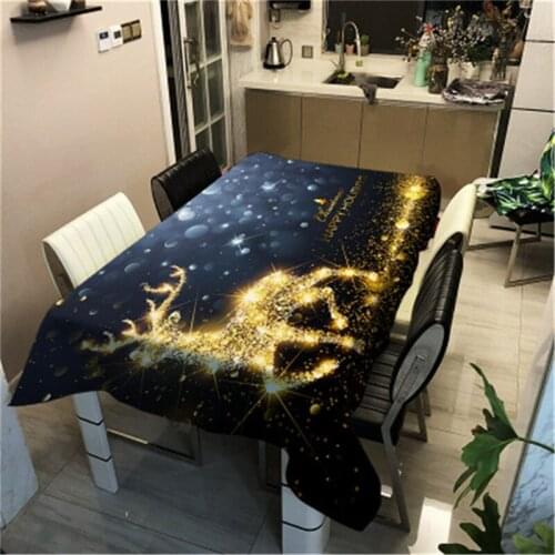 Fashion Sales Christmas Printed Decorative Linen Tablecloth With Oilproof Thick Rectangular Dining Table Cover Tea Table Cloth