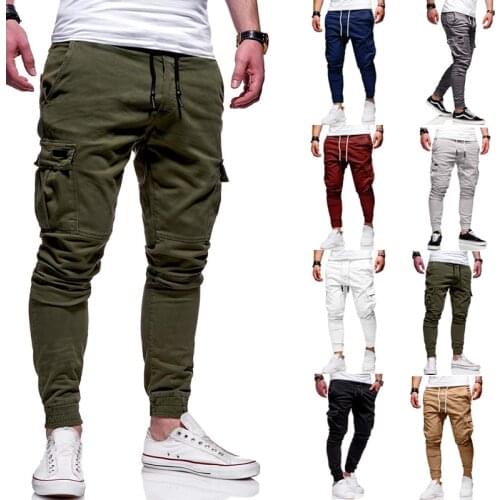 2021 MenS Fitness Training Sport Long Pants Jogger ManS Fashion Casual Feet Sports Trousers Bottoms Sportswear Solid Color