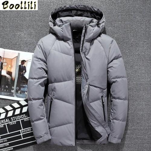 2020 New Hot Brand Long Mens Down Jacket Winter Down Coat Men Solid Color Thermal Thick White Duck Down Jacket Men Overcoat
