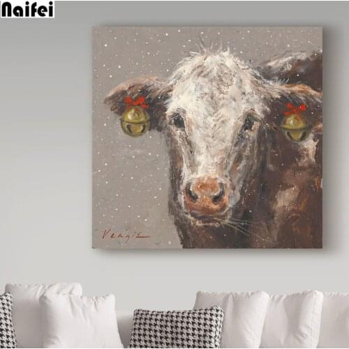 Full Drill Diamond Painting Christmas Cow Cross Stitch kits Handmade Diamond Embroidery Animal Mosaic Christmas Home Decor