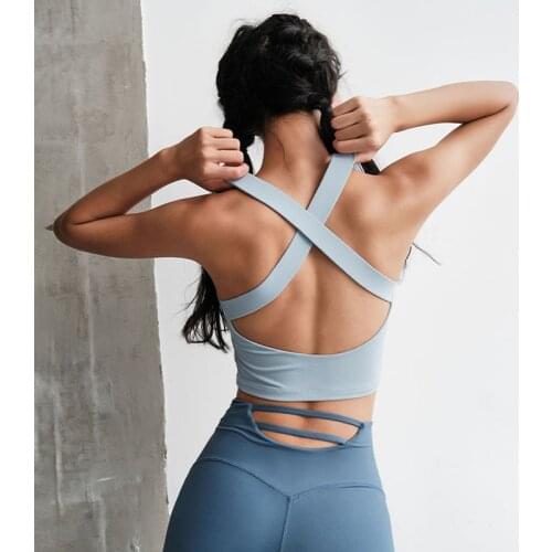 2021 Summer New Yoga Fitness Vest Womens Beauty Back Cross Shockproof Quick-Drying Running Sports Slim Training Dance Bra