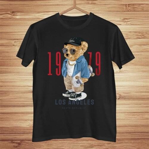 Spring and Summer New Arrival Soft Fashion Bear Pattern Printing Casual Sports Casual Short Sleeve T-shirt For Woman Mens