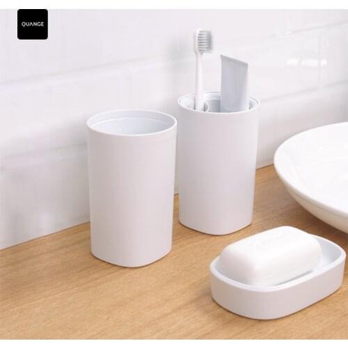 Original QUANGE Wash Set 3 in 1 Grooming Kit Bath Mouthwash Cup Soap Box Useful Shower PP Material Safety Set For Bathroom
