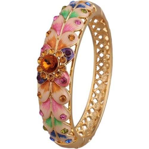 Cloisonne bracelet female fashion retro bracelet han edition hollow out wide enamel gold-plated jewelry jewelry gifts