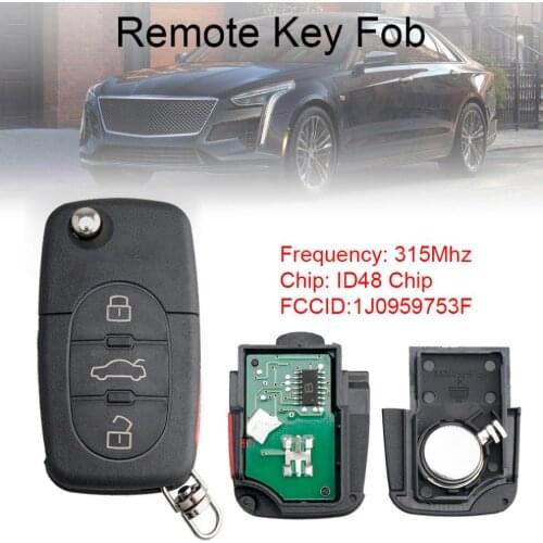 315Mhz 3+1 Buttons Car Remote Key with ID68 Chip 1J0959753F Fit for 1998 1999 2000 2001 Volkswagen VW Beetle Golf
