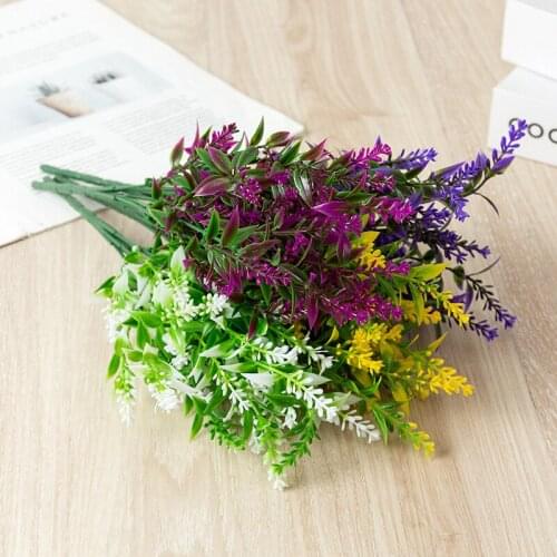 Romantic Provence Lavender Plastic Wedding Decorative Vase for Home Decor Artificial Flowers Grain Christmas Fake Plant