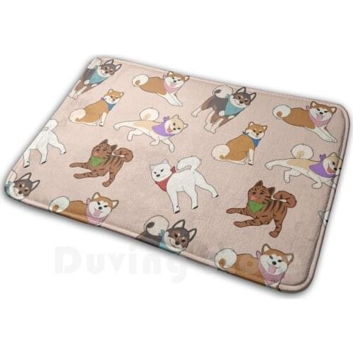 Nihon Ken Pattern - Pink Mat Rug Carpet Anti-Slip Floor Mats Bedroom Nihon Ken Japanese Dog Shiba Inu Shiba Akita Inu Akita