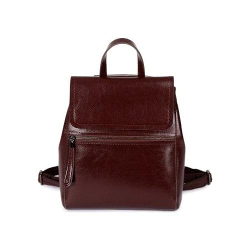 Lady novelty oil wax leather backpack for women vintage brown black blue grey daily commuting traveal daypack shoulder bag