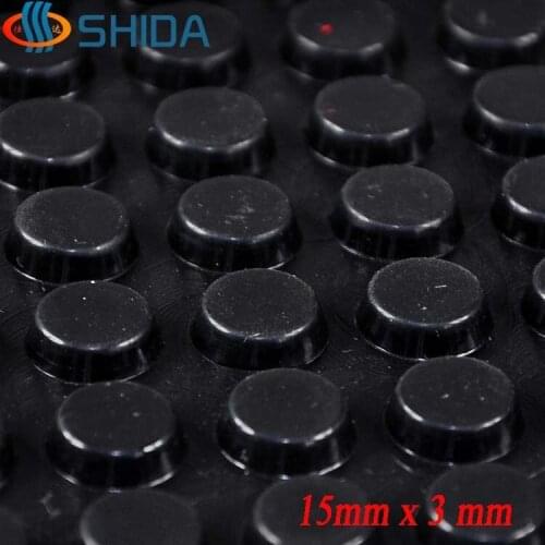 200 PCS 15*3mm Self Adhesive Black Anti Slip Silicone Rubber Cabinet Feet Pads, Flat Furniture Bumper Pads, Shock Absorber