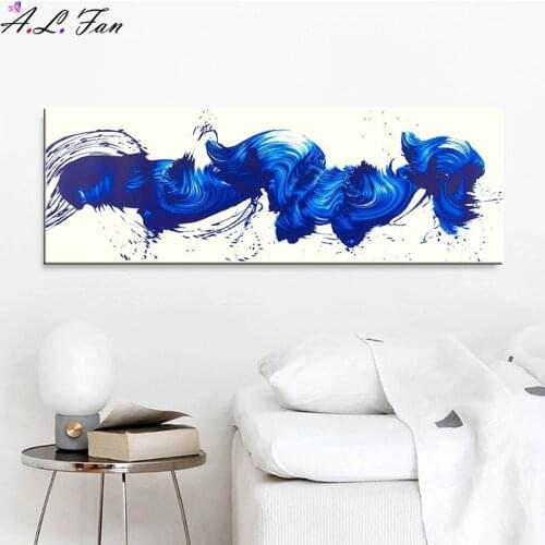Nordic abstract wall art painting on canvas abstract blue poster print modern minimalist image for living room home decor
