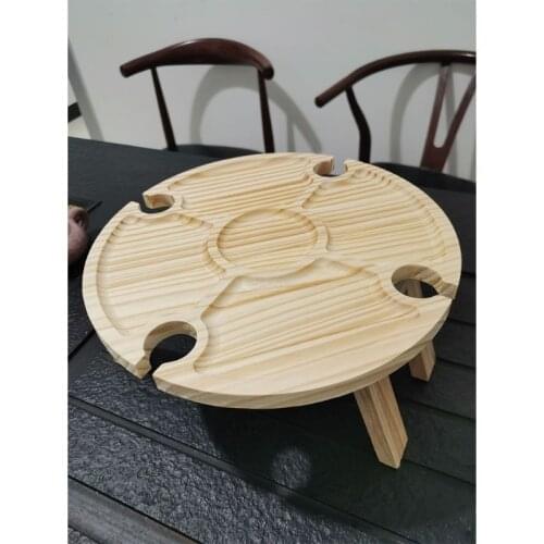 Outdoor Folding Picnic Table Wooden Wine Glass Rack Holder Cheese Snack Board
