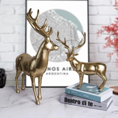 Resin Goldern Black Deer Figurine Living Room Decor Living Room Home Decoration Accessories Sculpture Christmas Gift