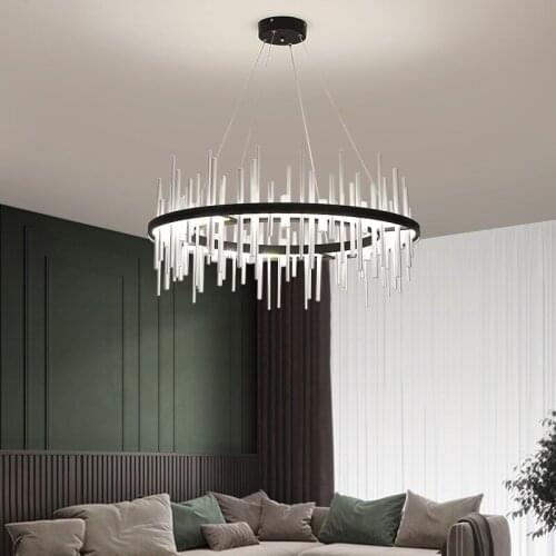 LED Post Modern Luxury Pendent Lamp Nordic Simple Round Living Room Home Lighting Black New Lighting Fixtures