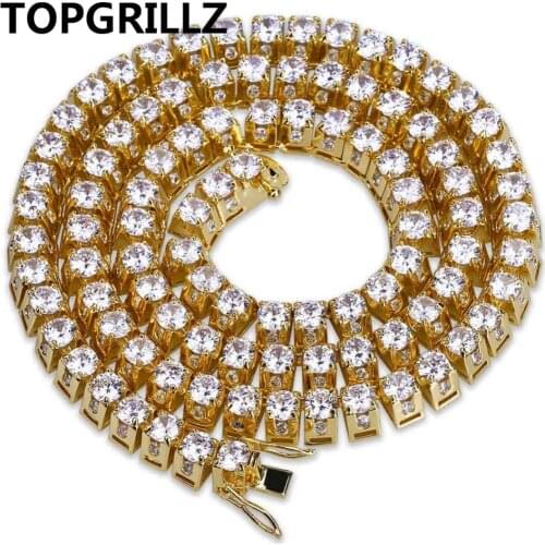 TOPGRILLZ Gold/Silver Color Plated Full Iced Out Micro Pave CZ Stone Neckalce Hip Hop Rock Bling Jewelry Six Chain Length