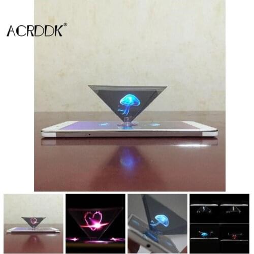 3D Hologram Pyramid Display Projector Video Stand Universal For Smart Mobile Phone FL