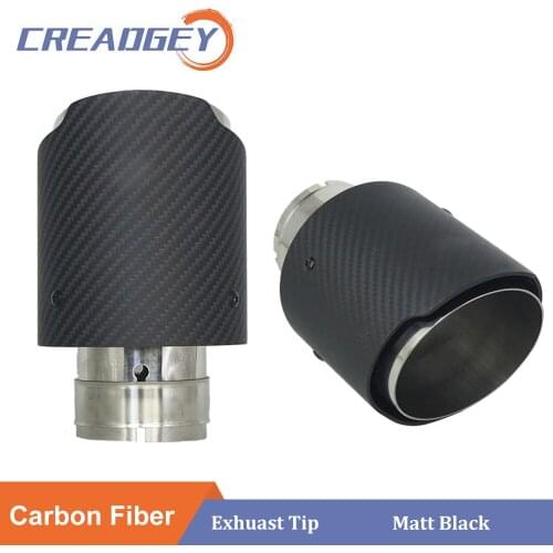 1PCS Universal Muffler Tail Pipe For AK Matte 3k Carbon Fibre Straight Exhaust Tip Pipes Automotive Car Accessories