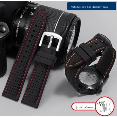 Yopo Quick Release Breathable Silicone Wristband 20mm 22mm 24mm General Waterproof Rubber Strap Diving Sport Bracelet