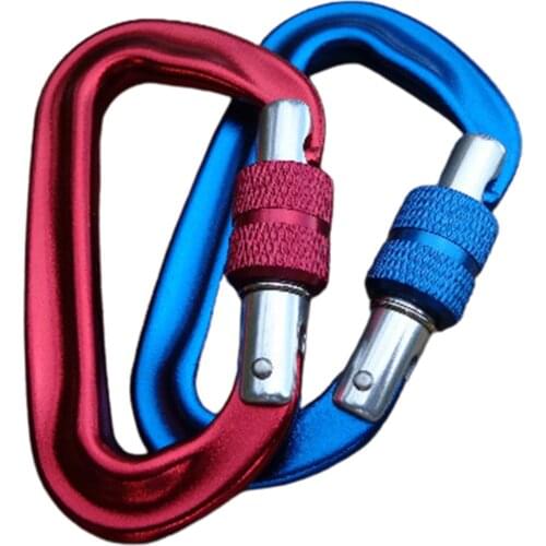 Carabiner fixing clip, climbing D-shaped button, automatic lock heavy-duty non-slip quick release locker (random color)