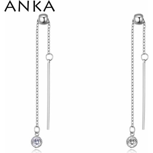 ANKA new 3 color luxury drop long earring women round water drop square pendant zircon earings fashion jewelry gift #25967