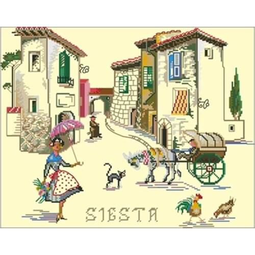 Woman in town patterns Counted Cross Stitch 11CT 14CT DIY wholesale Chinese Cross Stitch Kits Embroidery Needlework Sets