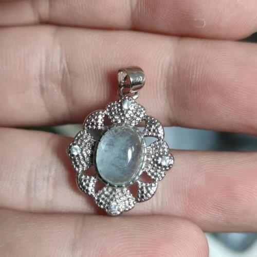 Aquamarine Pendant Crown Pure Natural Gemstone Light Blue 925 Sterling Silver Inlaid jewelries women jolleria de mujer bizuteria