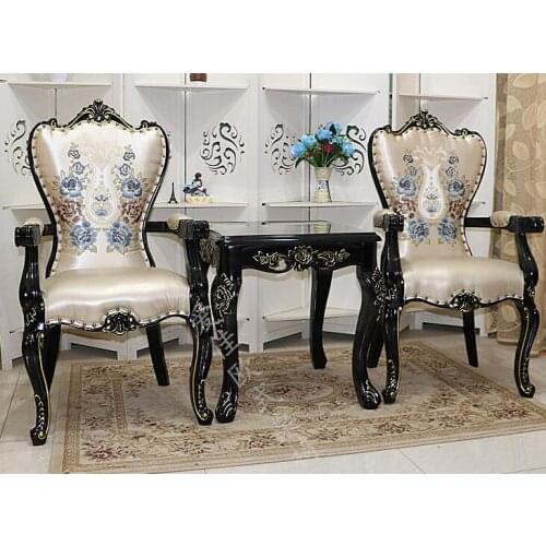 Solid wood armchair european-style dining chair ivory white back office hotel soft-cover stool princess chair
